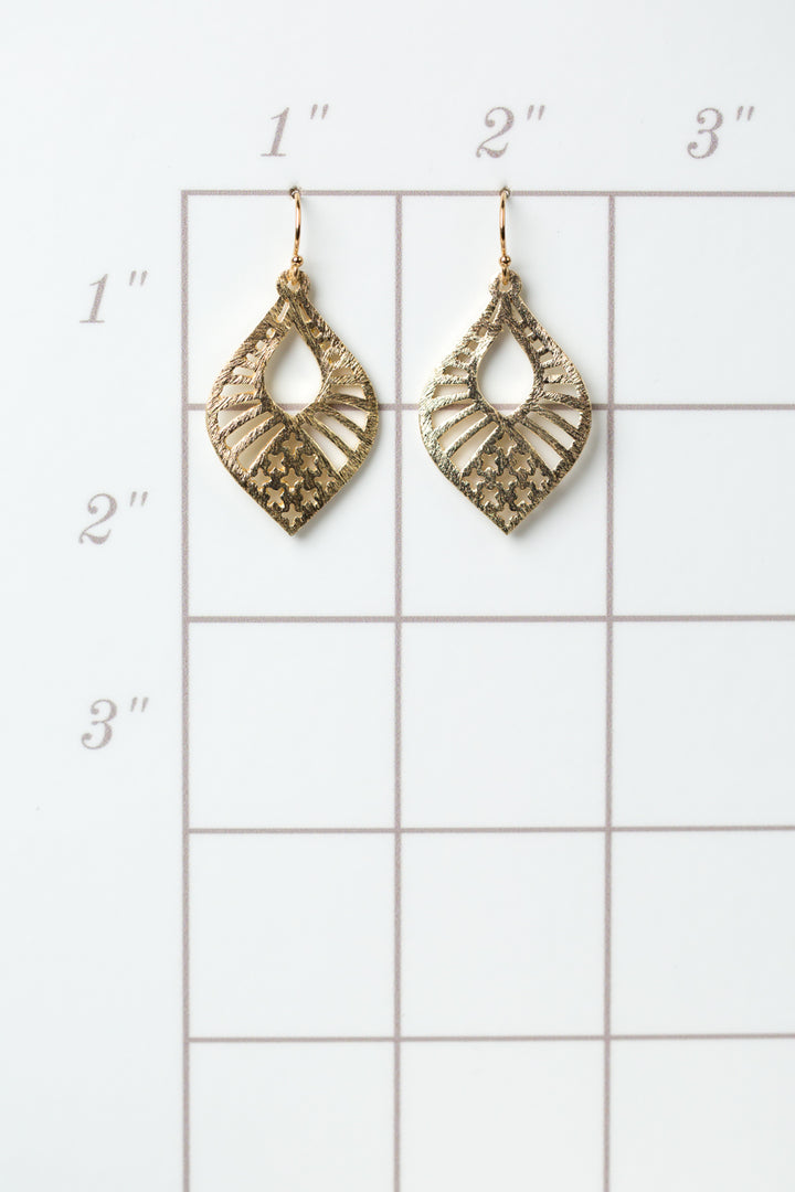 Brushed Gold Radial Crisscross Earrings