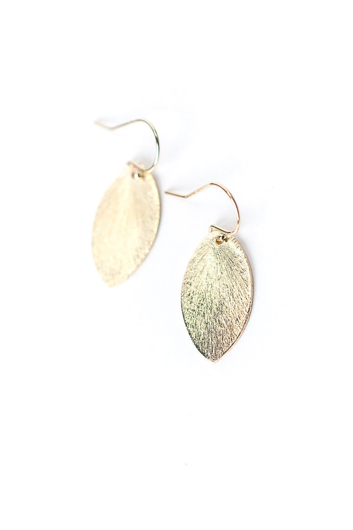 Brushed Gold Simple Leaf Earrings