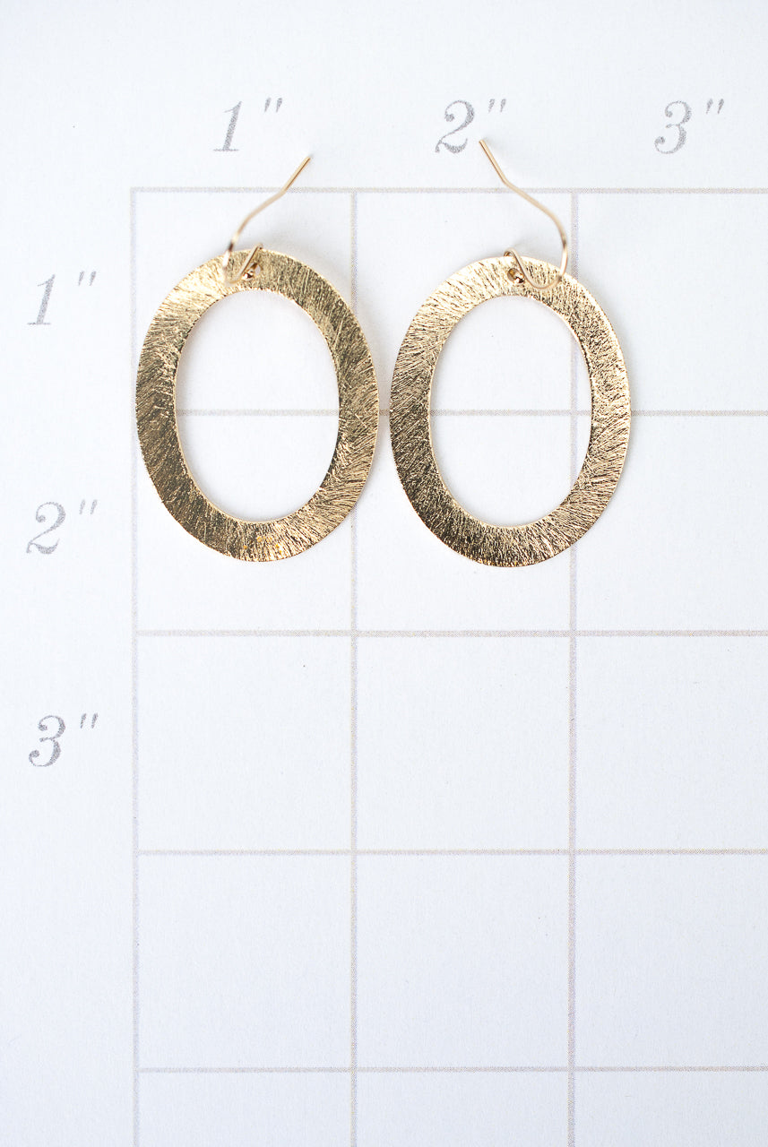Brushed Gold Oval Earrings