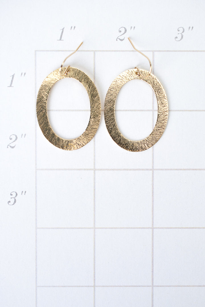 Brushed Gold Oval Earrings