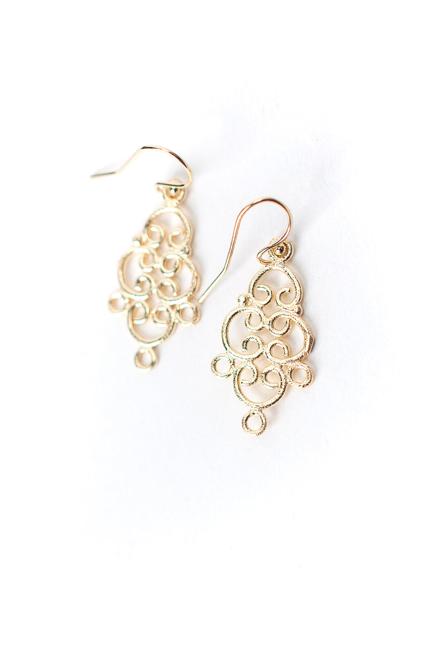 Brushed Gold Filigree Earrings