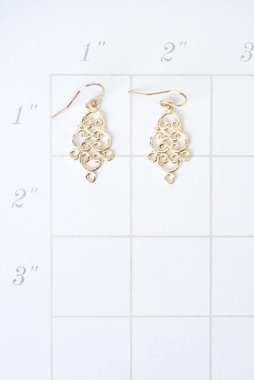 Brushed Gold Filigree Earrings