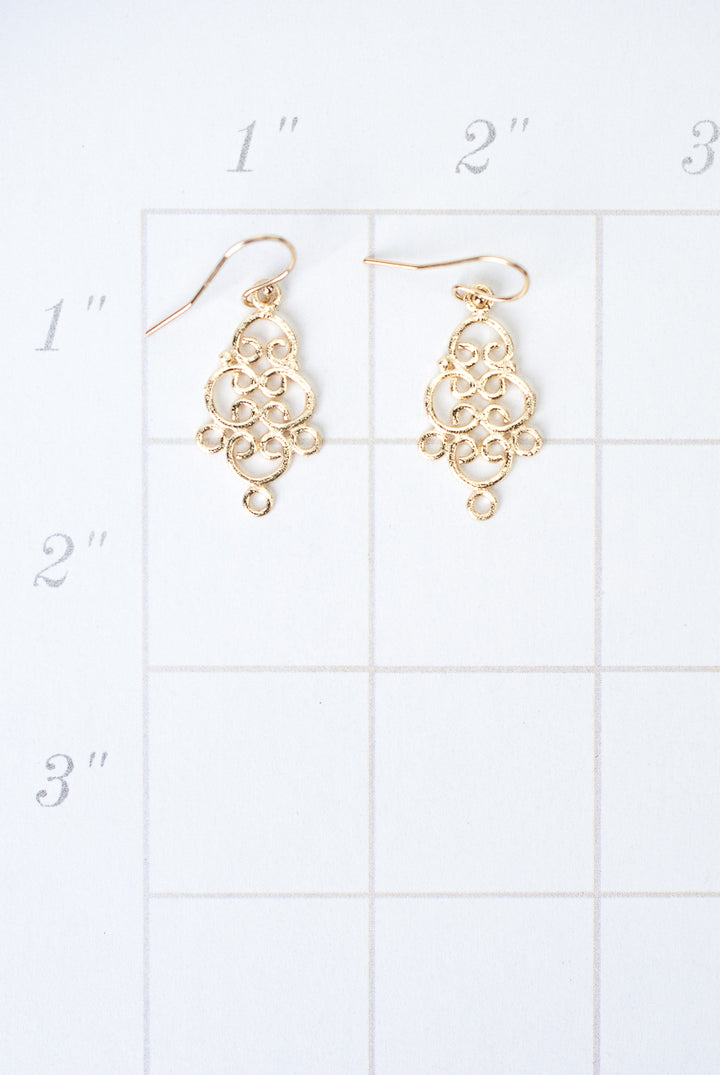 Brushed Gold Filigree Earrings