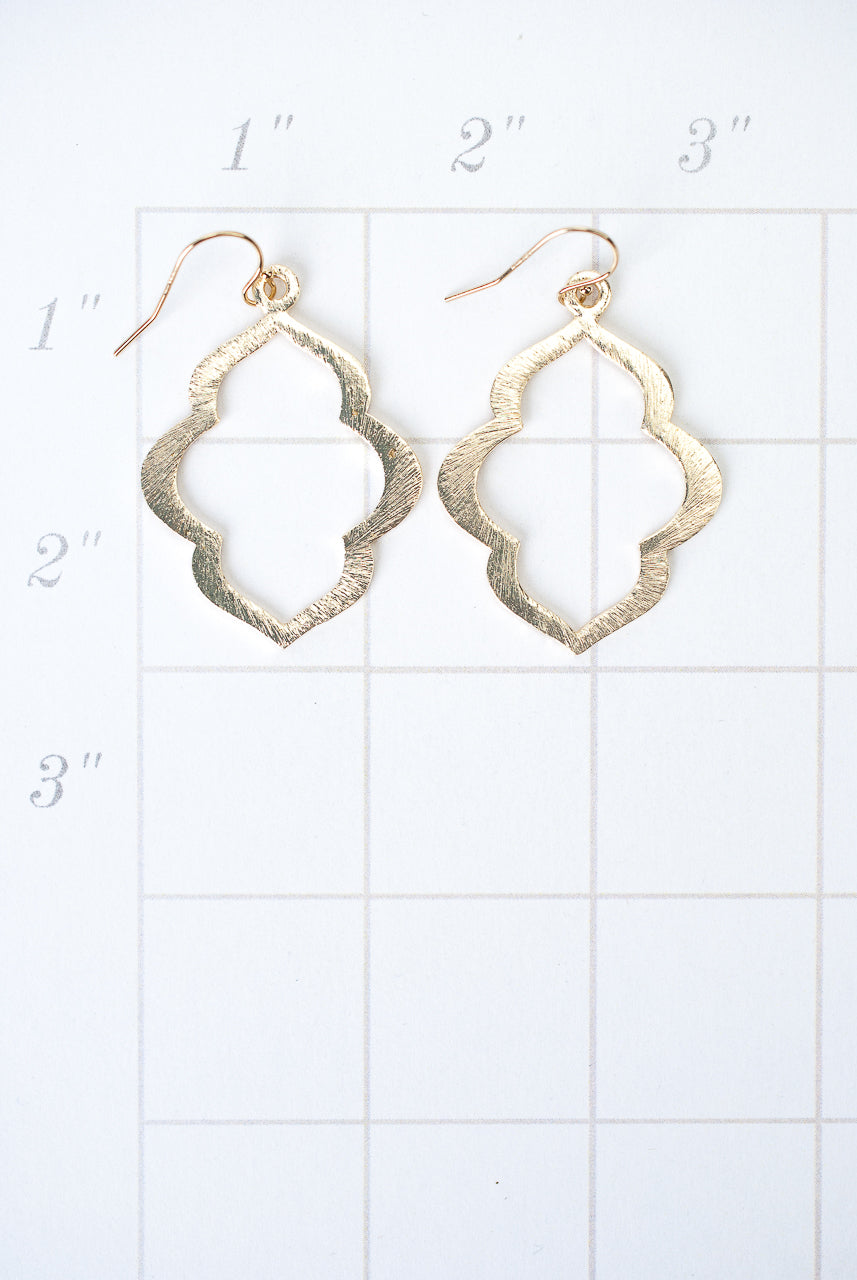 Brushed Gold Quatrefoil Earrings