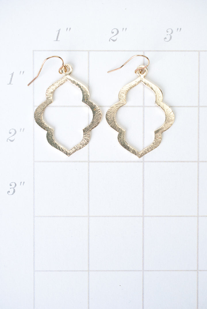 Brushed Gold Quatrefoil Earrings