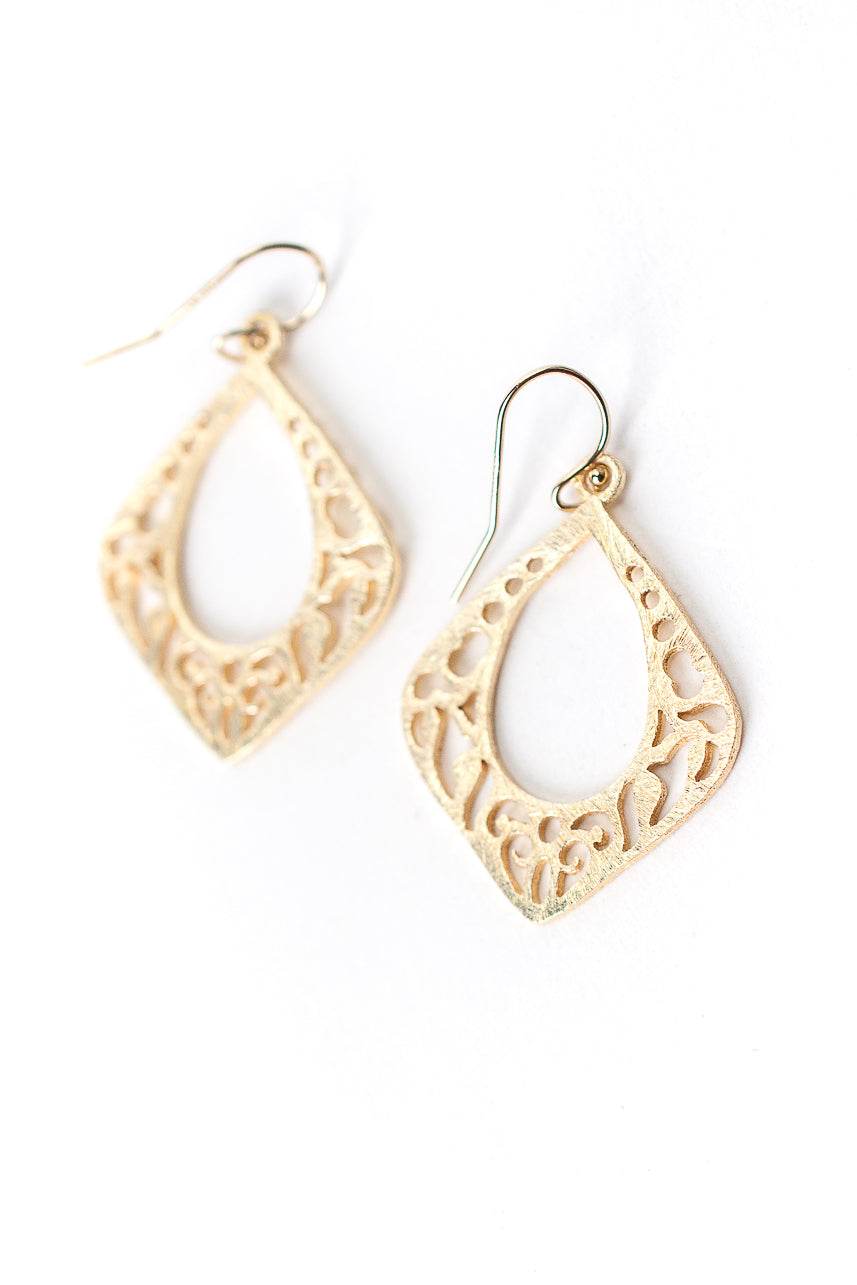 Brushed Gold Boho Diamond Earrings