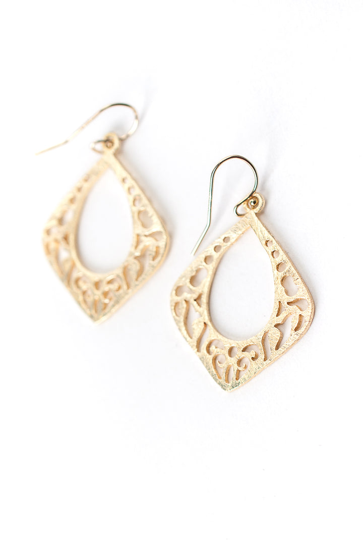 Brushed Gold Boho Diamond Earrings