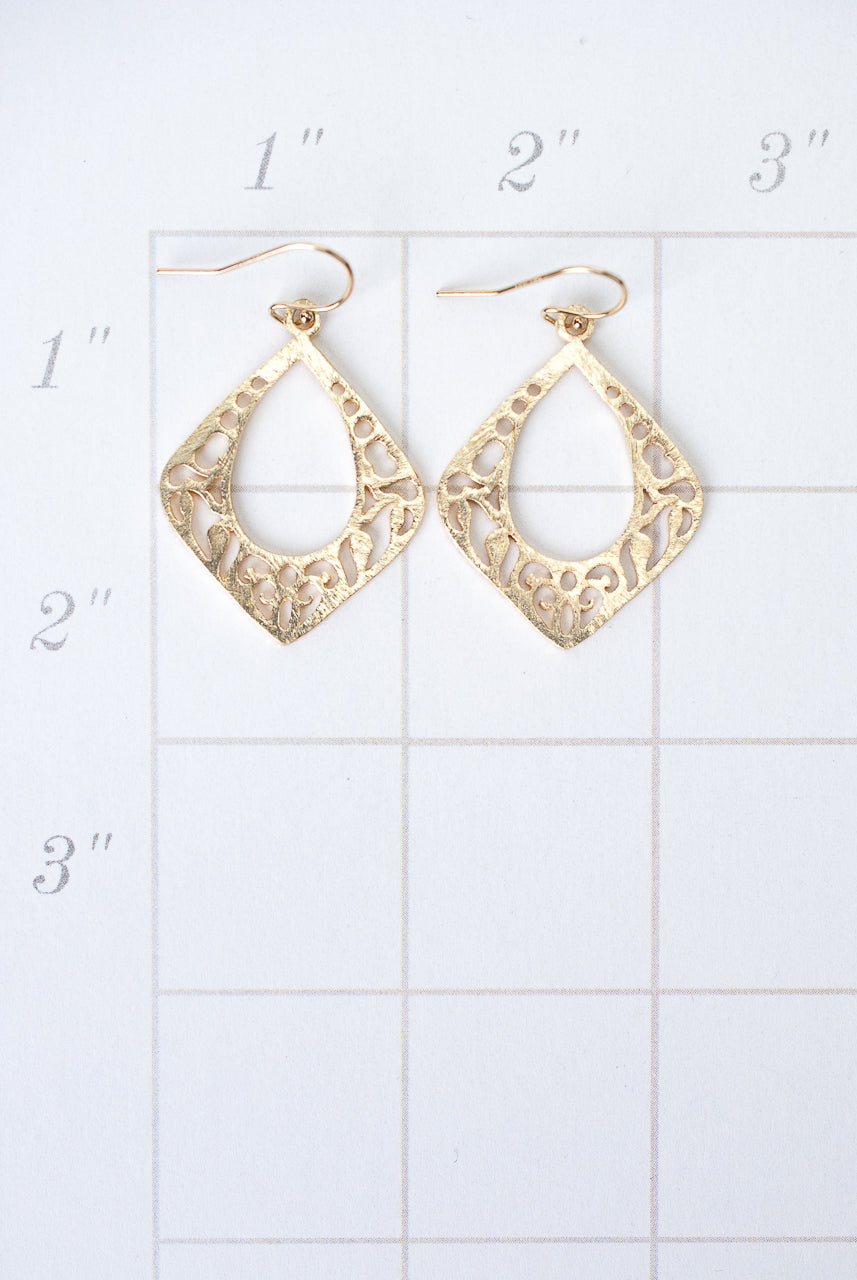 Brushed Gold Boho Diamond Earrings