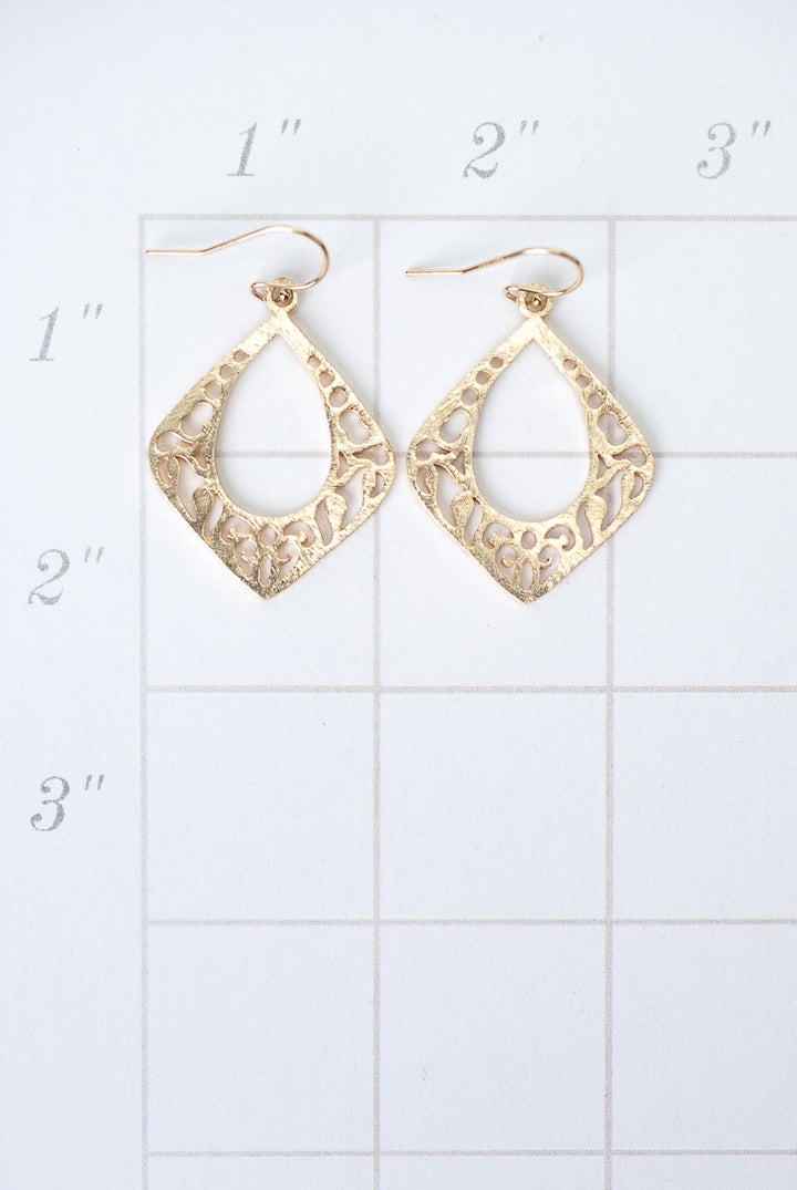 Brushed Gold Boho Diamond Earrings