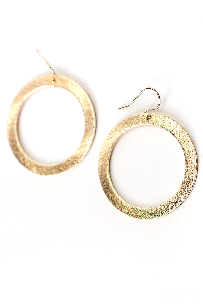 Brushed Gold Large Hoop Earrings