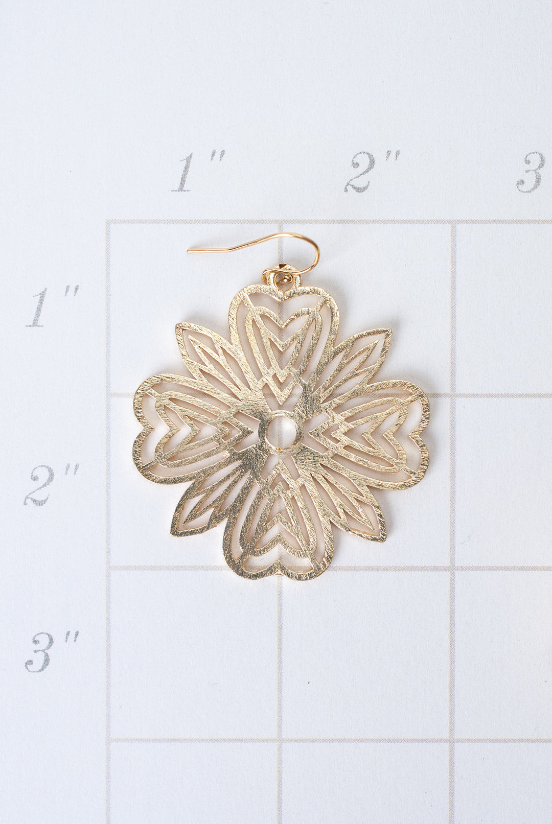 Brushed Gold Large Flower Earrings