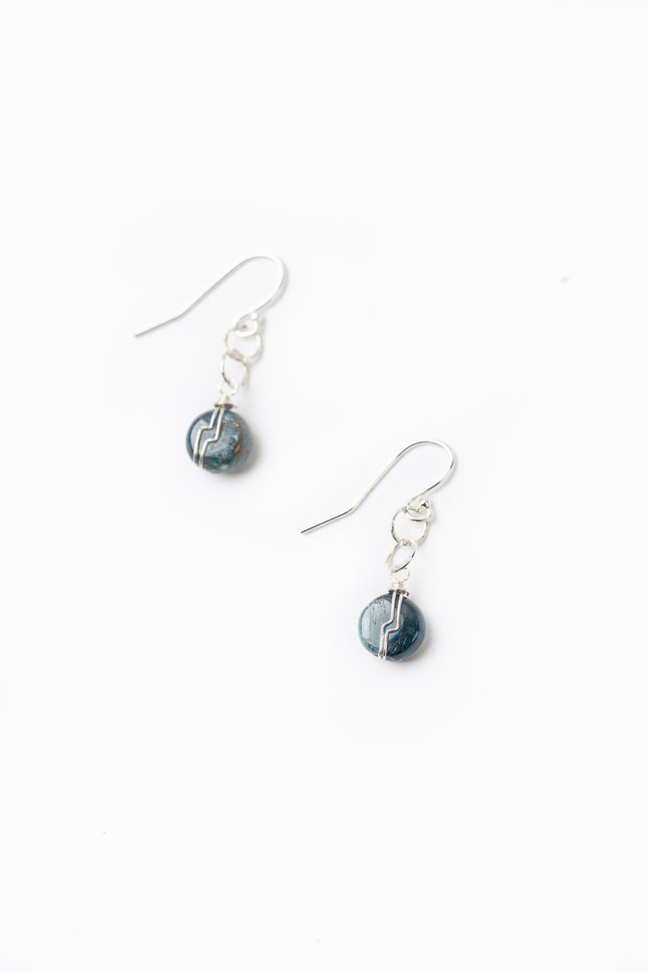 Ripple Kyanite, Silver Simple Earrings