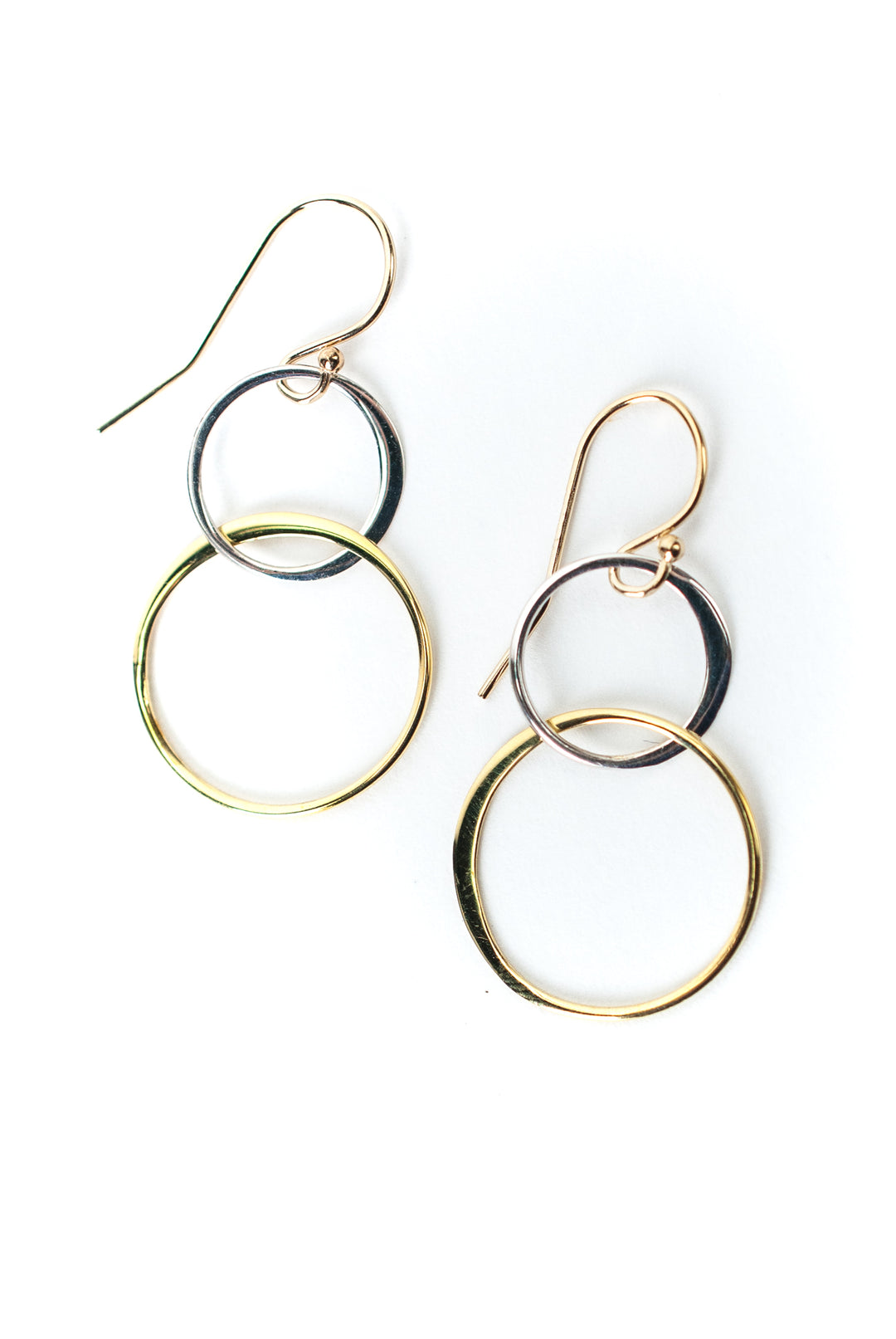 Seaside Double Silver and Gold Hoop Earrings