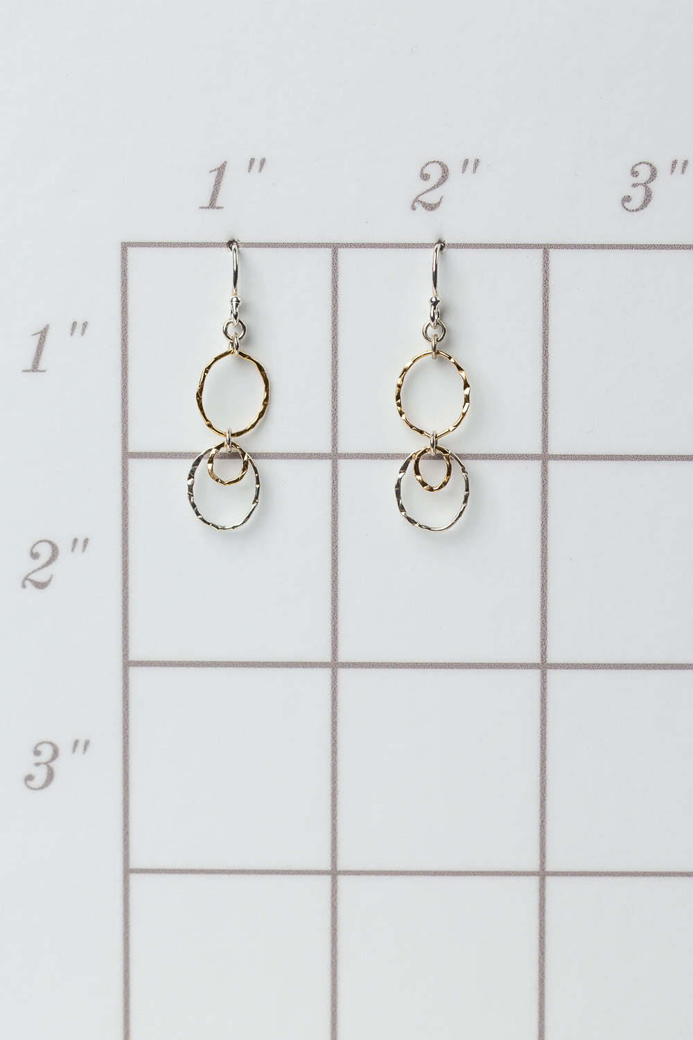 Seaside Fine Silver and Gold Drop Hoop Earrings