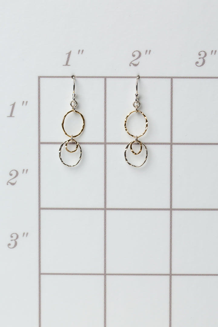 Seaside Fine Silver and Gold Drop Hoop Earrings