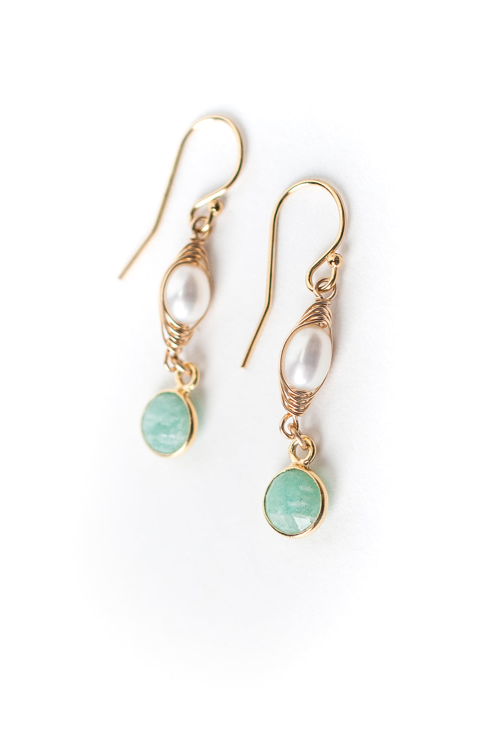 Serenity Pearl & Amazonite Dangle Earrings