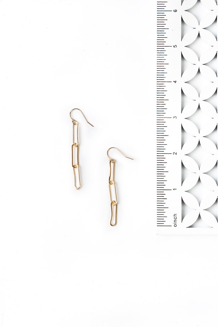 Simplicity Gold Longer Paperclip Simple Earrings