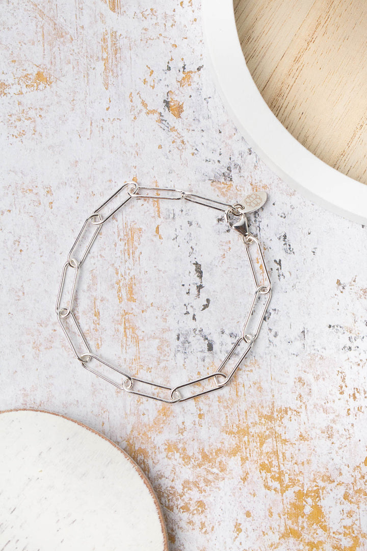 Simplicity 8" Sterling Silver Paperclip Simple Bracelet