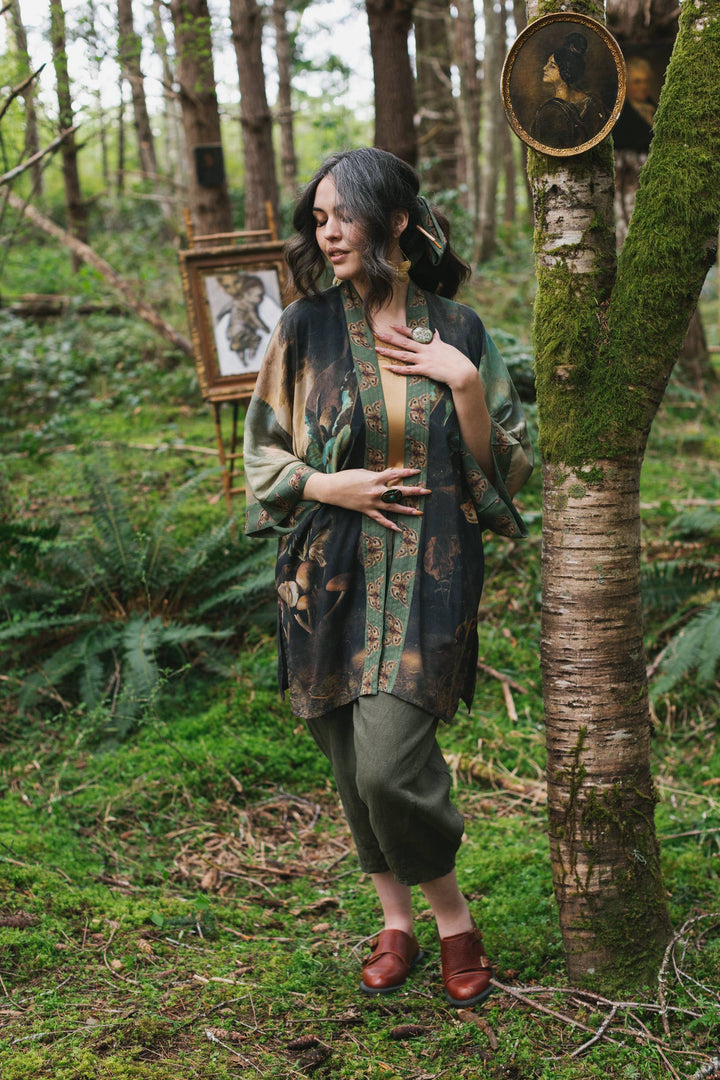 Heartwork Matinée Duster Kimono w/ Artist, mid-length
