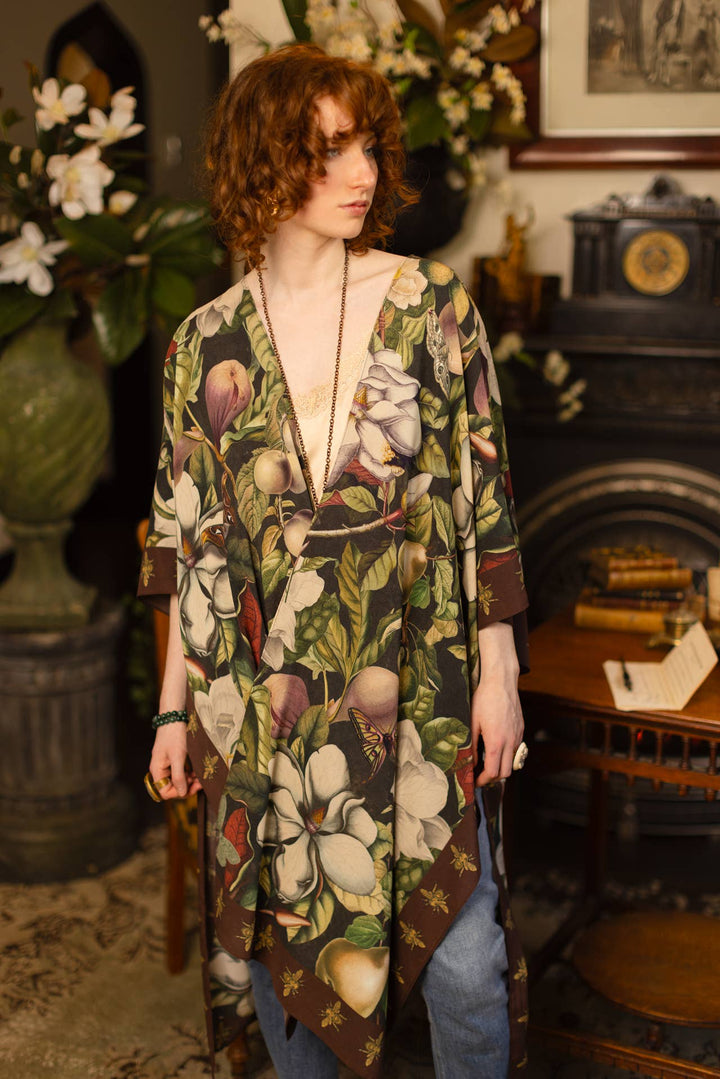 Fleur De Lune Goddess Starduster Kimono w/ Florals & Bees