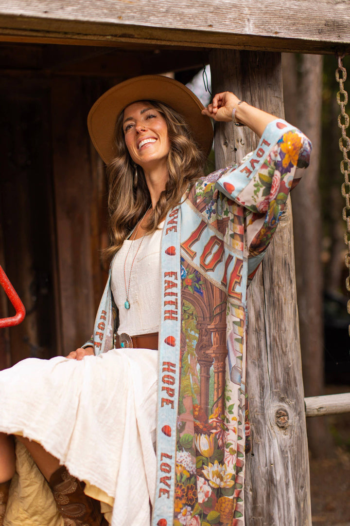 Love Language Opera Duster Kimono Robe w/ Faith, Hope