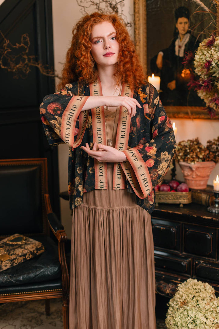 Heart of Gold Pixie Duster Crop Kimono w/ Sacred Heart