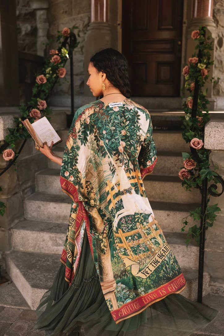 Wildheart Goddess Duster Kimono w/ Florals, Unicorn & Castle