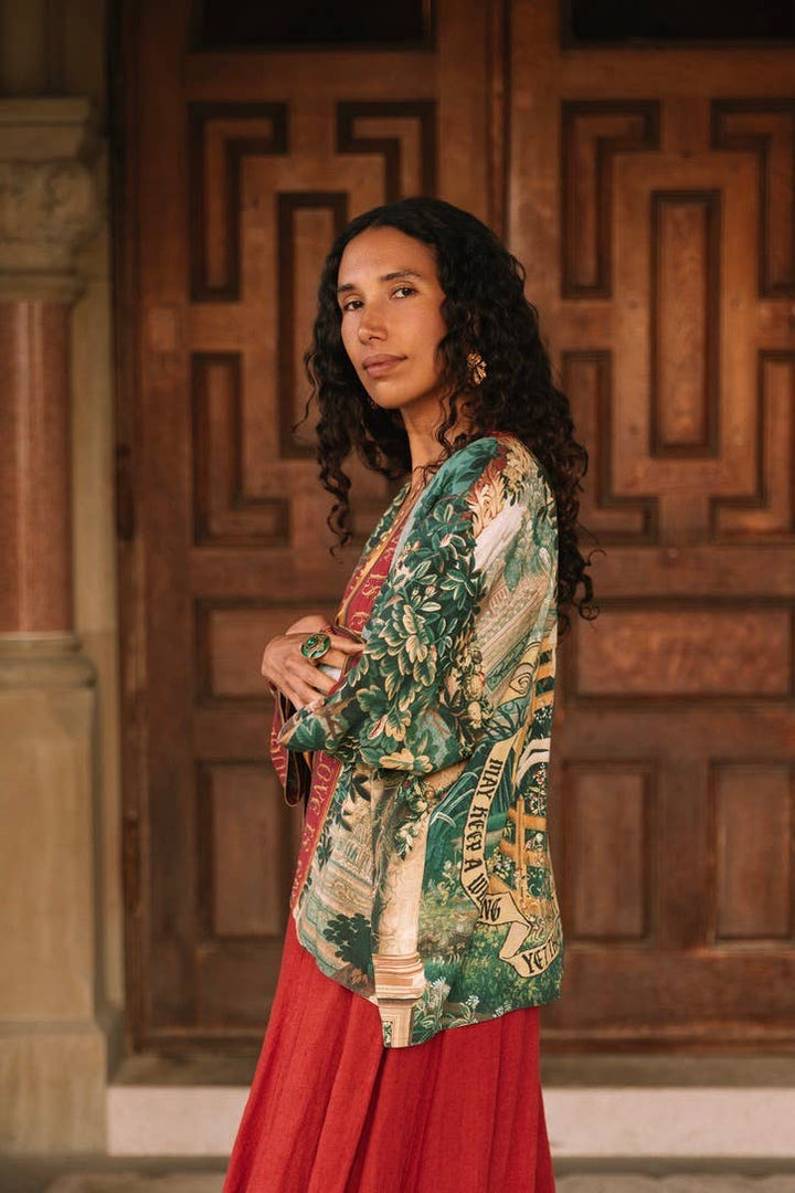 Wildheart Pixie Duster Crop Kimono w/ Unicorn & Castle