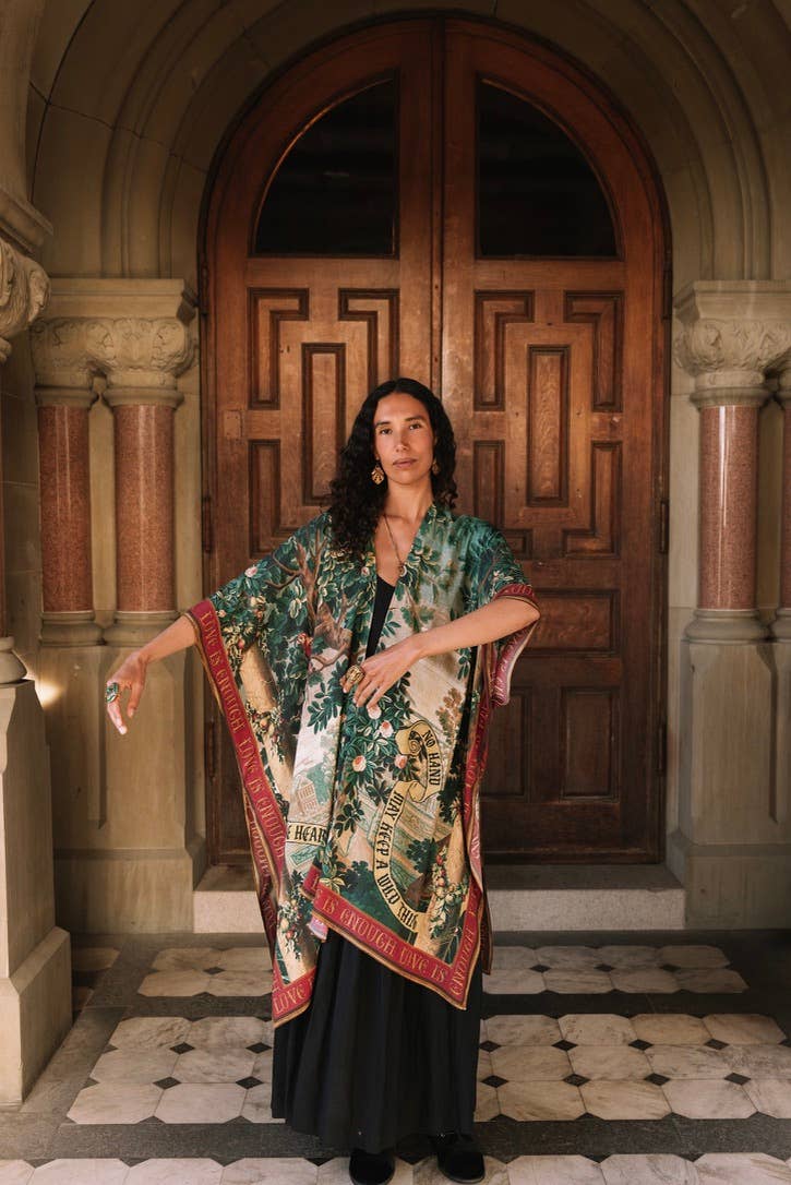 Wildheart Goddess Duster Kimono w/ Florals, Unicorn & Castle