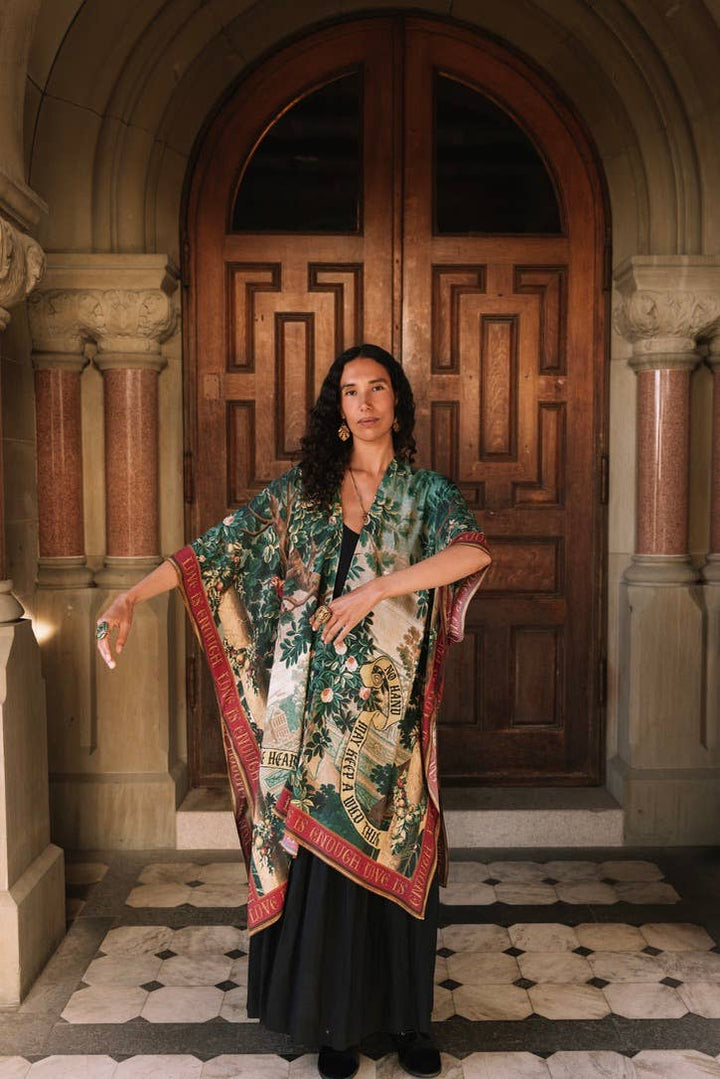 Wildheart Goddess Duster Kimono w/ Florals, Unicorn & Castle