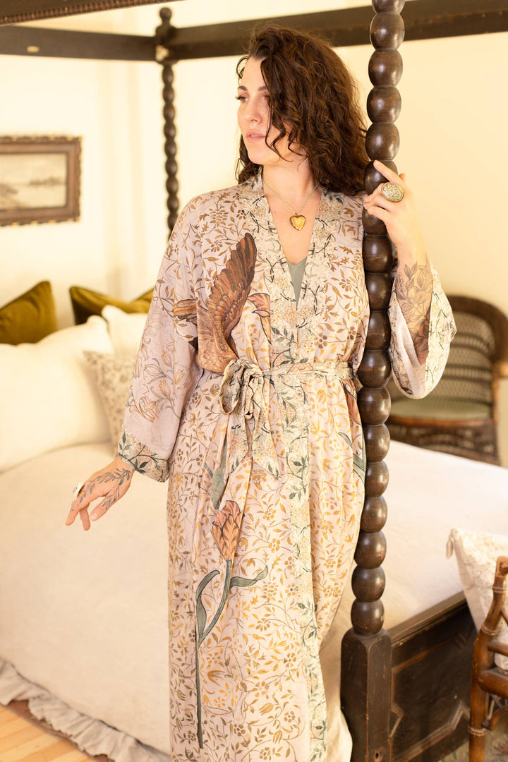 Folklore Opera Duster Kimono Robe w/ Bird of Peace