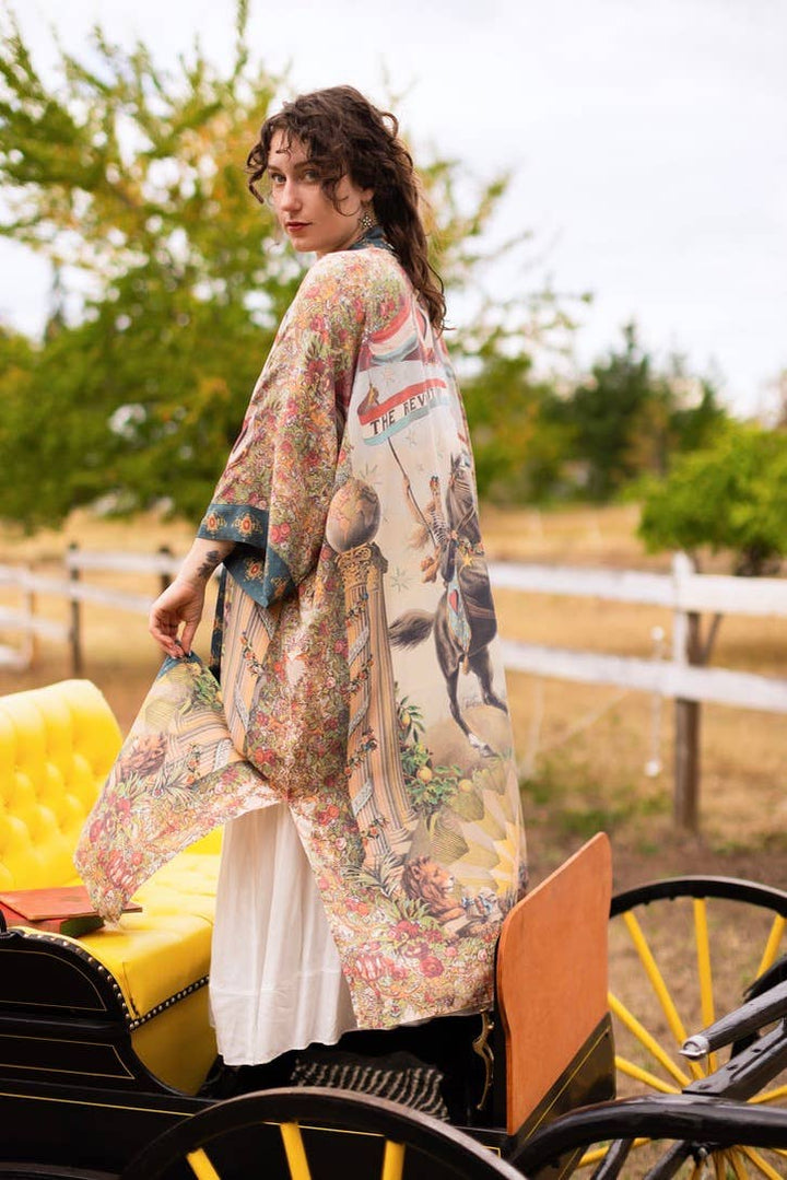 Love Revolution Opera Duster Kimono Robe w/ horse & florals