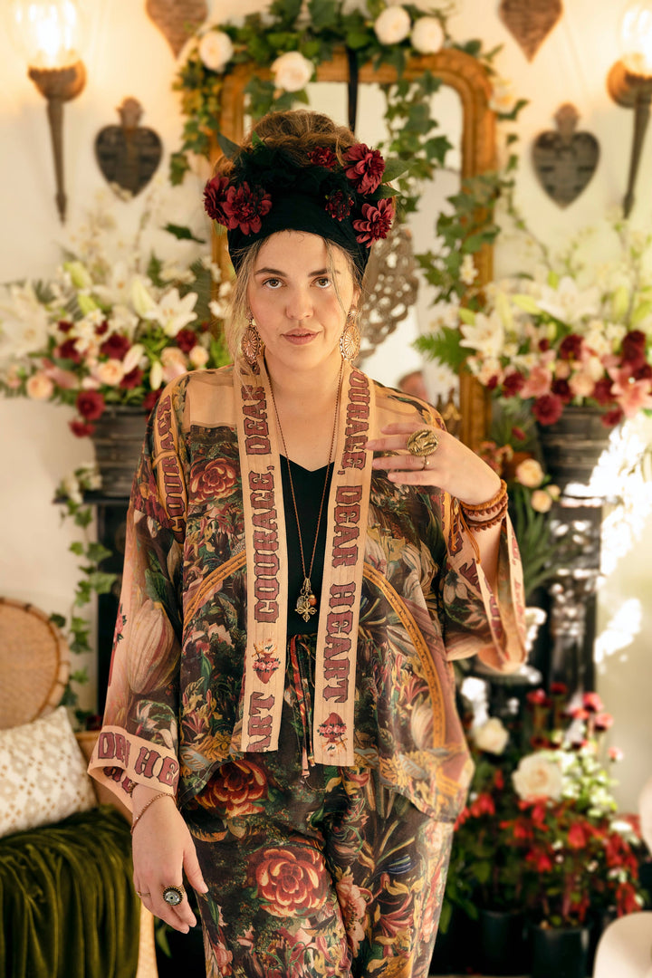 Courage Dear Heart Pixie Duster Crop Kimono w/ Sacred Heart