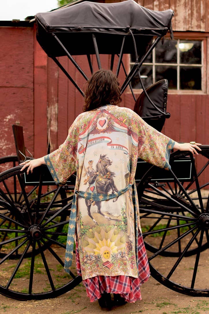 Love Revolution Opera Duster Kimono Robe w/ horse & florals