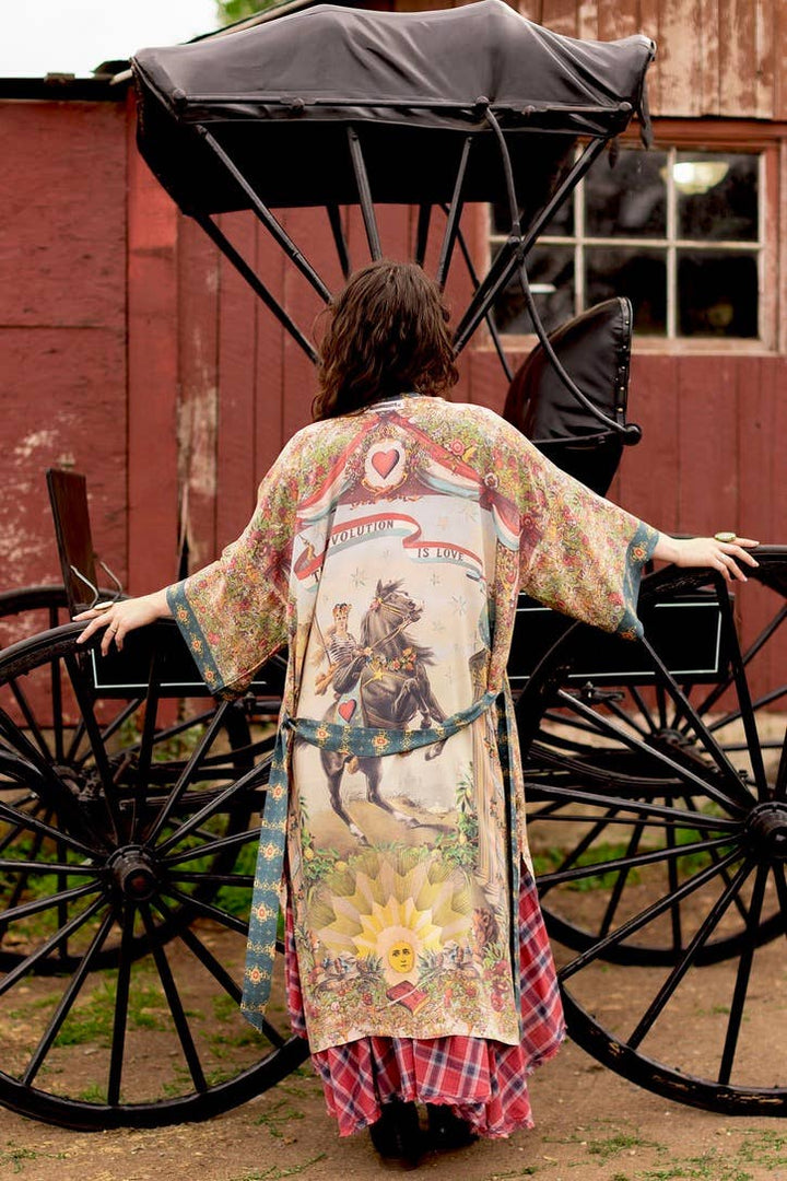 Love Revolution Opera Duster Kimono Robe w/ horse & florals