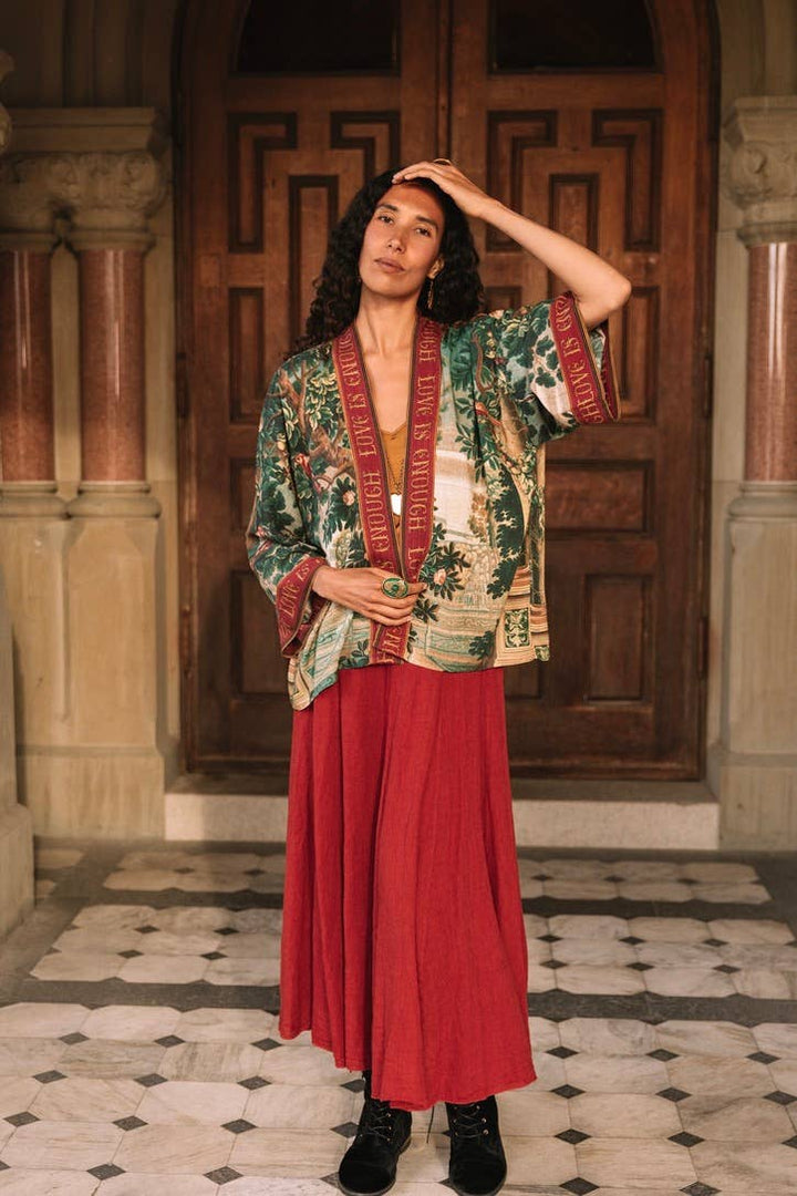 Wildheart Pixie Duster Crop Kimono w/ Unicorn & Castle