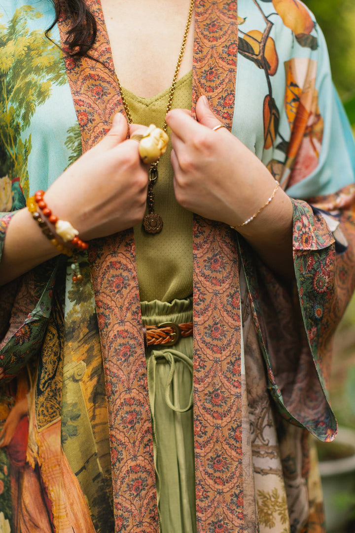 Secret Garden Opera Duster Kimono Robe w/ Swan, Fan