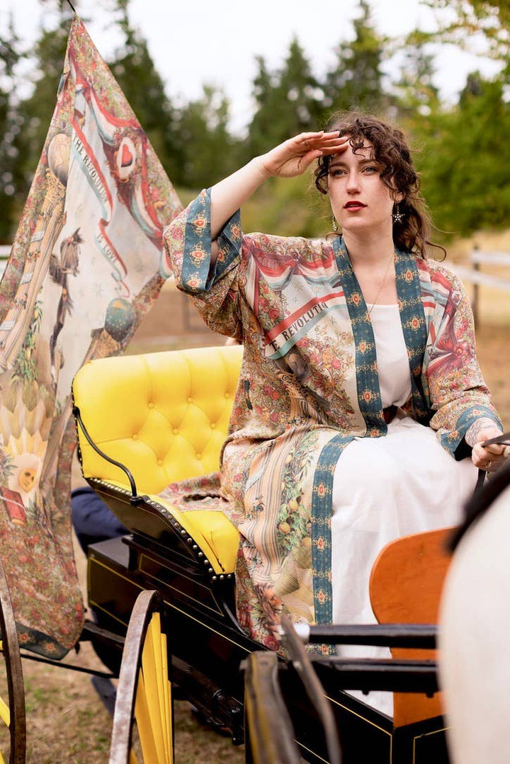 Love Revolution Opera Duster Kimono Robe w/ horse & florals
