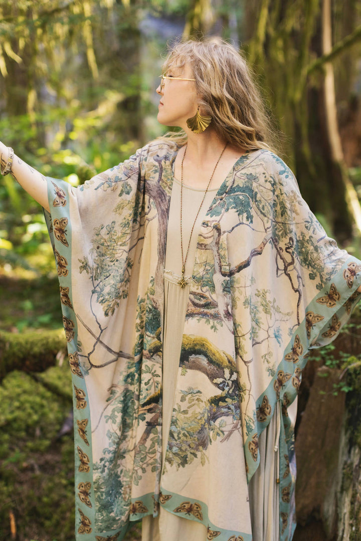 Earth & Sky Bohemian Goddess Starduster Kimono w/Trees