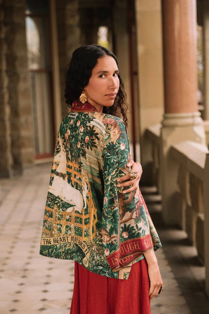 Wildheart Pixie Duster Crop Kimono w/ Unicorn & Castle