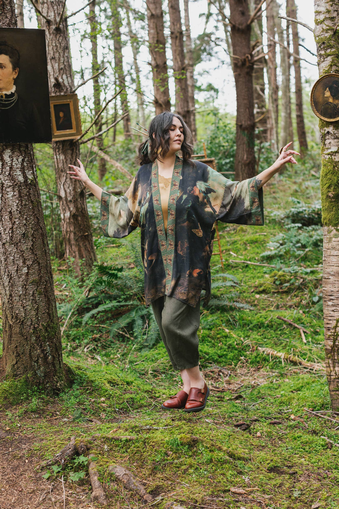 Heartwork Matinée Duster Kimono w/ Artist, mid-length