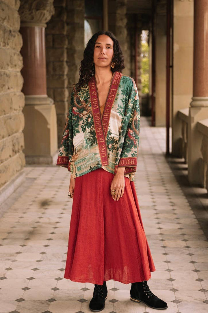 Wildheart Pixie Duster Crop Kimono w/ Unicorn & Castle