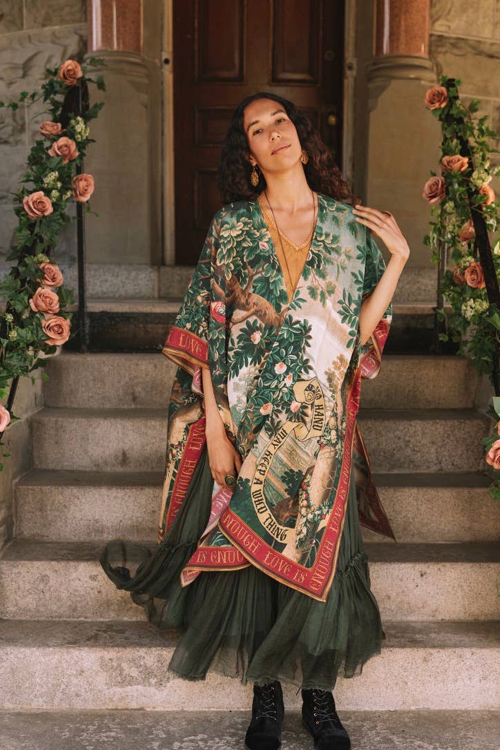 Wildheart Goddess Duster Kimono w/ Florals, Unicorn & Castle