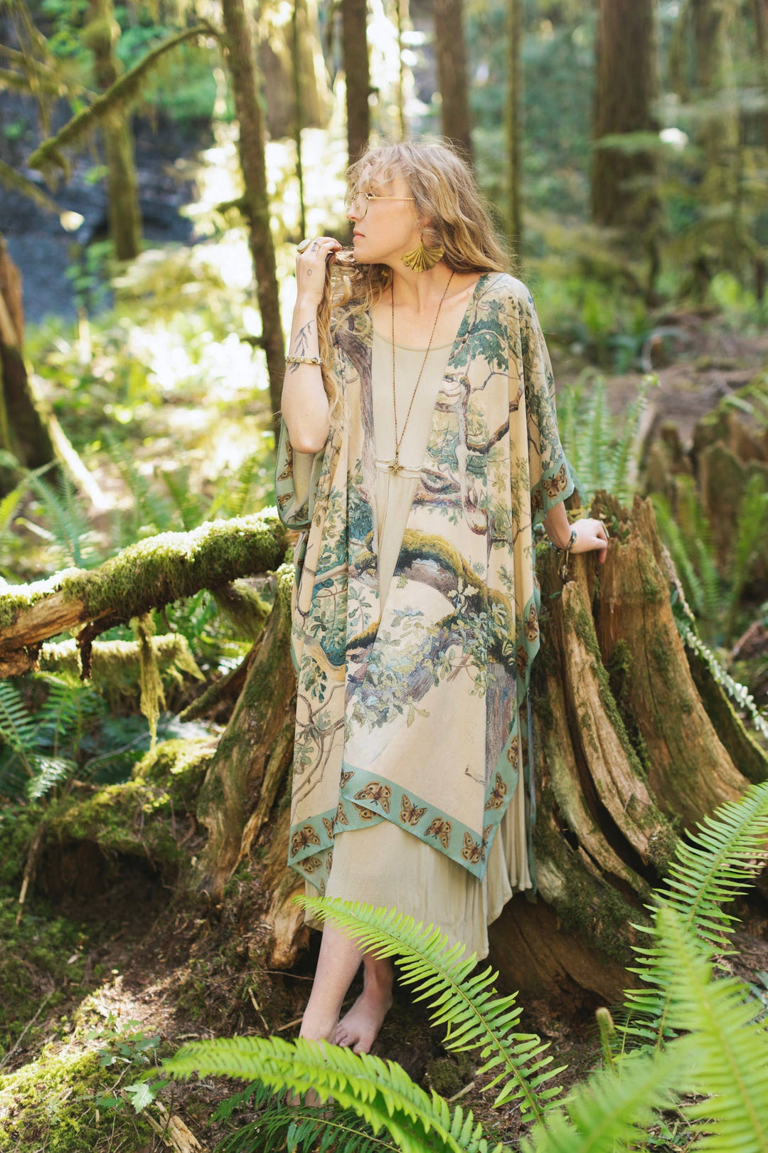 Earth & Sky Bohemian Goddess Starduster Kimono w/Trees