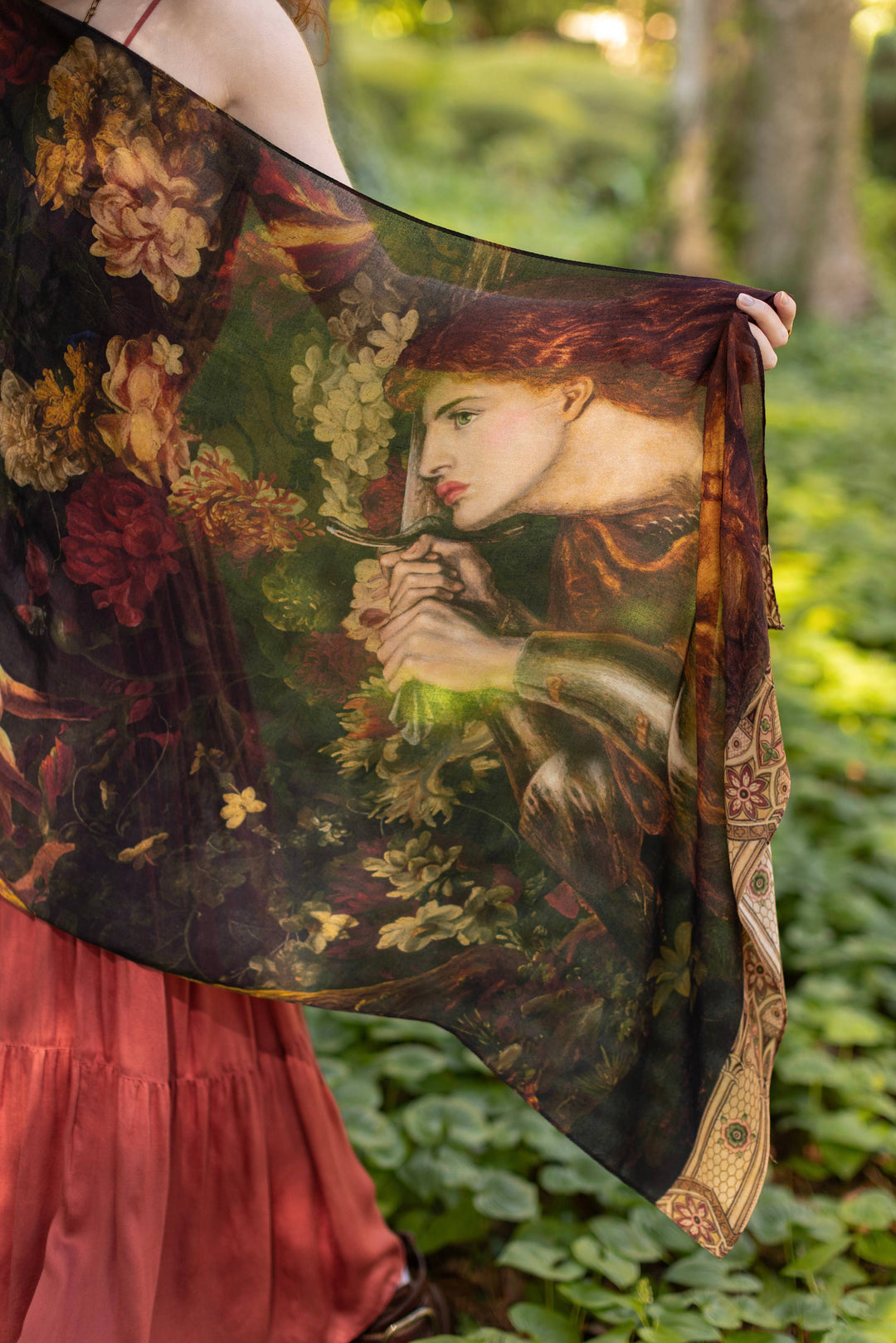 The Messenger Scarf with Joan of Arc, Florals & Fox