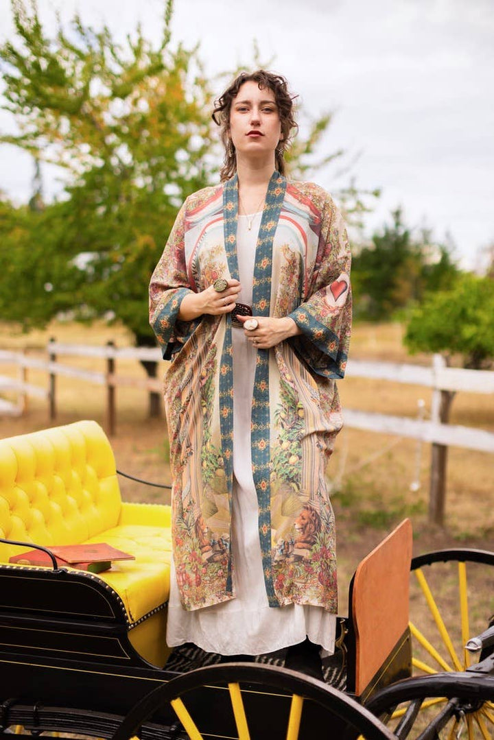 Love Revolution Opera Duster Kimono Robe w/ horse & florals