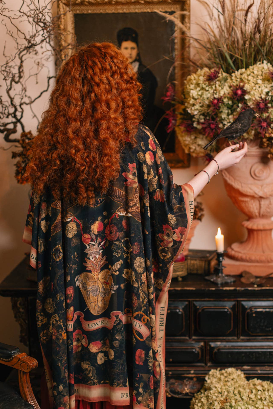 Heart of Gold Goddess Starduster Kimono w/ Sacred Heart