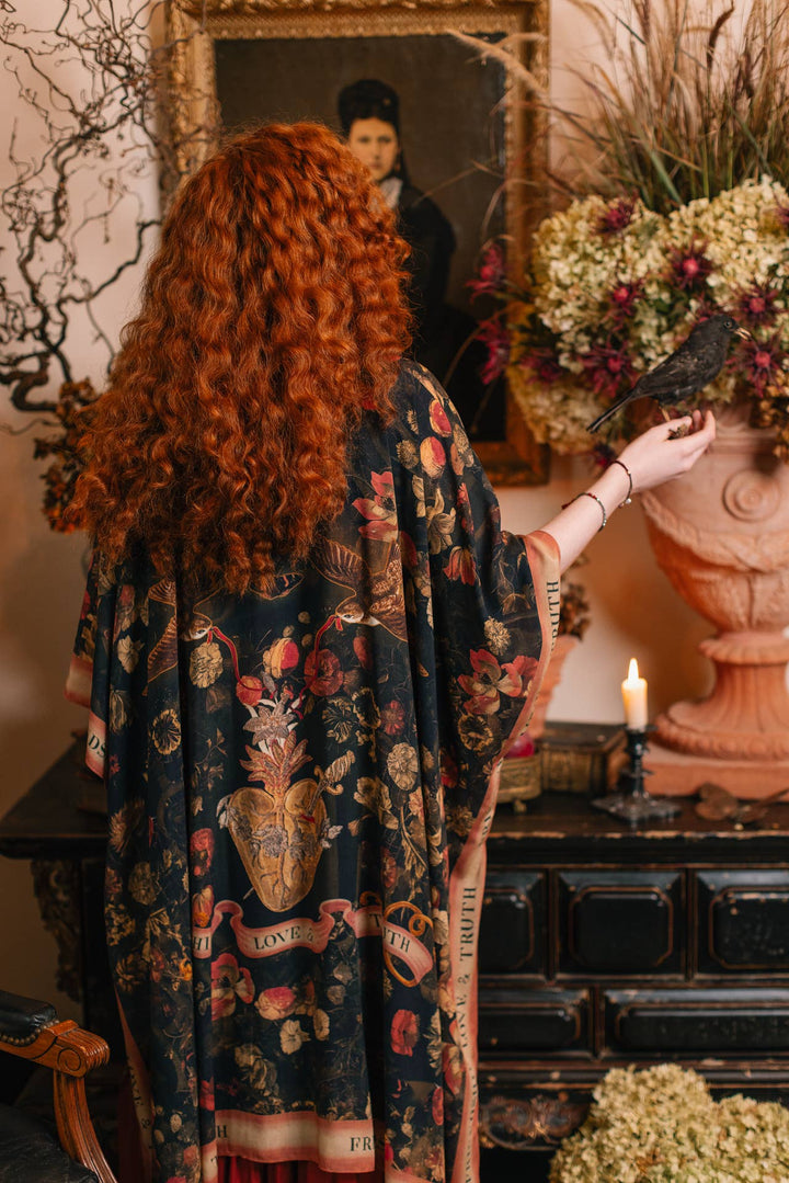 Heart of Gold Goddess Starduster Kimono w/ Sacred Heart
