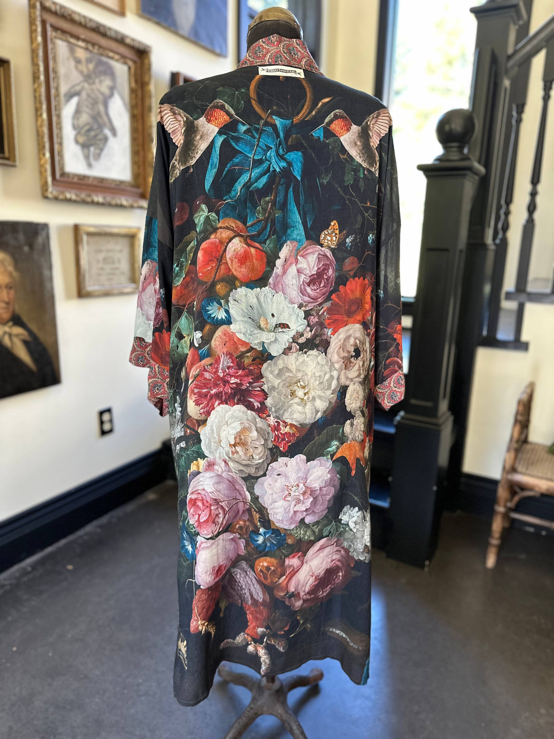 Flight of Fancy Opera Duster Kimono Robe Hummingbird Print