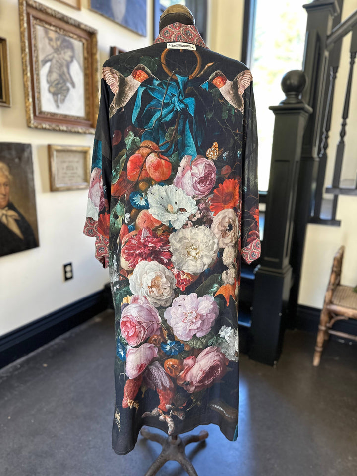 Flight of Fancy Opera Duster Kimono Robe Hummingbird Print